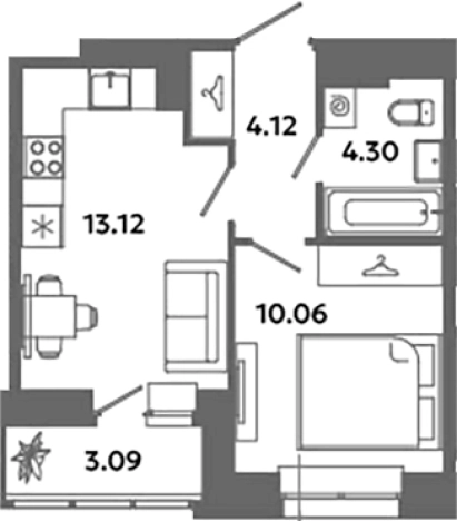 . Вариант № 6631540, 0, площадь - 31.6 квм, цена 5567645 рублей