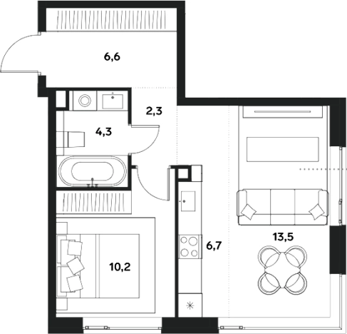 Купить двухкомнатную квартиру у метро Спартак в Москве. Вариант № 121322, 0, площадь -  квм, цена 19053200 рублей