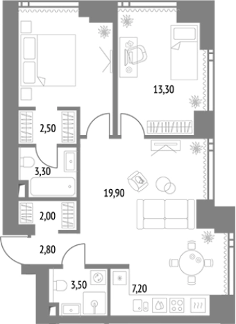 Купить двухкомнатную квартиру у метро Бутырская в Москве. Вариант № 103854, 0, площадь -  квм, цена 41521212 рублей