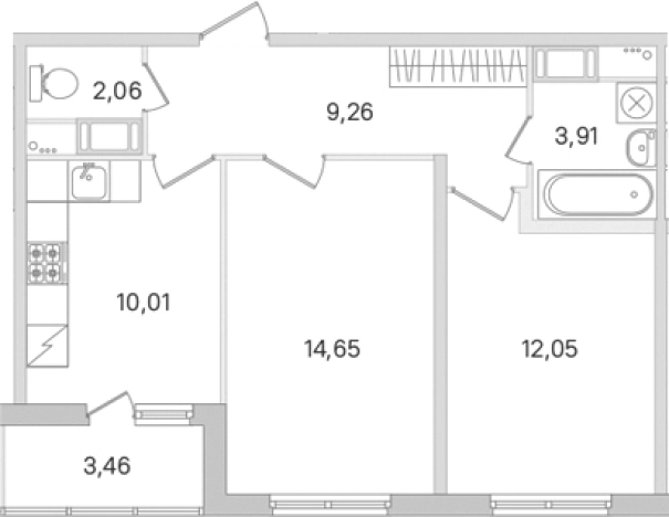 Купить двухкомнатную квартиру в новостройках у метро Проспект Большевиков в Ленинградской области. Вариант № 8489023, 0, площадь - квм, цена 8944068 рублей
