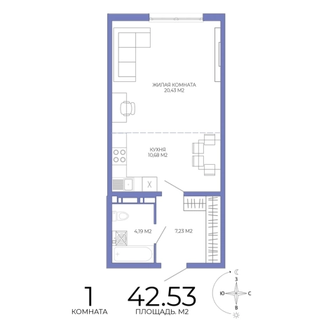 Купить однокомнатную квартиру на улице Побочинская в Пензе. Вариант № 126928, 0, площадь -  квм, цена 3912760 рублей