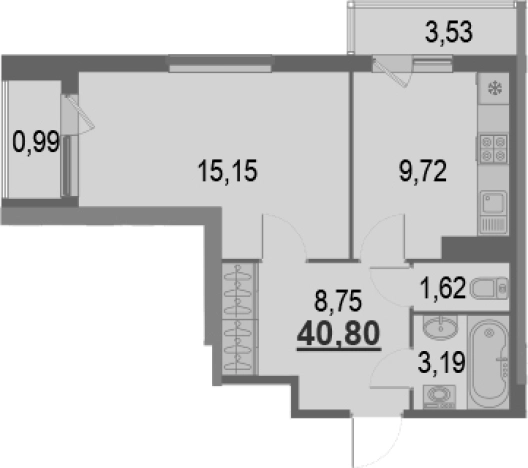 Купить однокомнатную квартиру в Кудрове. Вариант № 65790, 0, площадь -  квм, цена 7915200 рублей