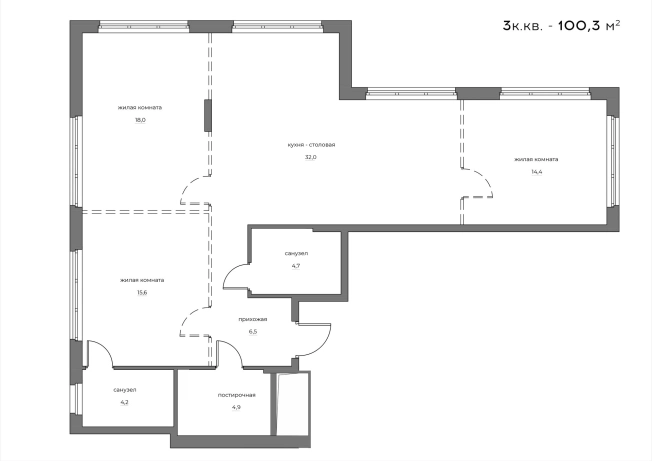 Купить трехкомнатную квартиру в новостройках в ЖК Жилой комплекс "Wellart City" в Пензе. Вариант № 100966, 0, площадь - квм, цена 13249630 рублей