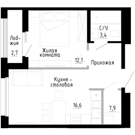 Купить однокомнатную квартиру в Владивостоке. Вариант № 9768600, 0, площадь -  квм, цена 9108000 рублей