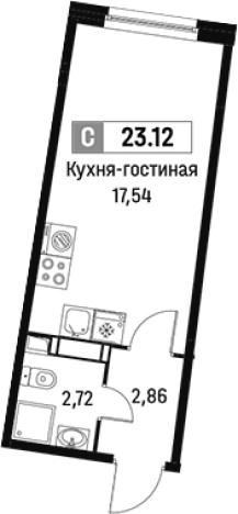 Купить Студию у метро Девяткино в Мурине. Вариант № 6211848, 0, площадь -  квм, цена 4392231 рублей