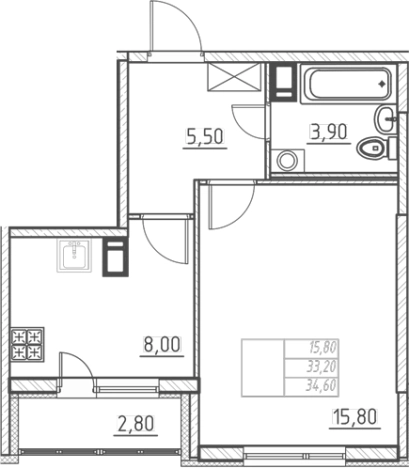 Купить однокомнатную квартиру в ЖК Огоньки в Всеволожске. Вариант № 7254761, 0, площадь -  квм, цена 4884000 рублей