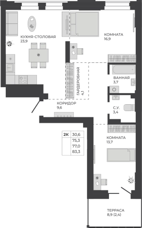 Купить двухкомнатную квартиру в новостройках на улице Тесла в Новосибирской области. Вариант № 7627522, 0, площадь -  квм, цена 12730368 рублей