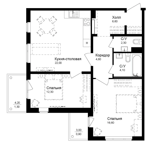 Купить двухкомнатную квартиру в новостройках на улице Достоевского в Ленинградской области. Вариант № 7829266, 0, площадь -  квм, цена 9217000 рублей