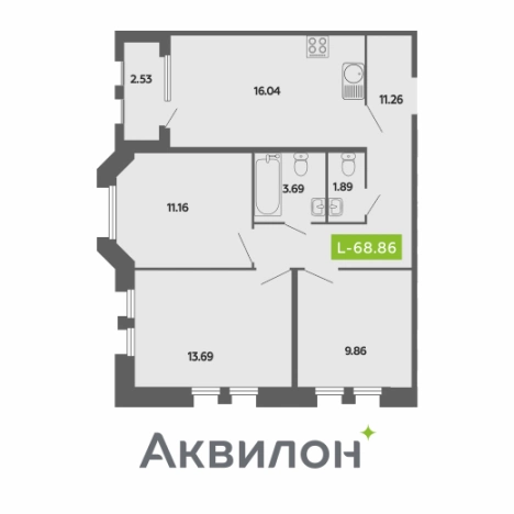 Купить квартиру в ЖК CITY RESIDENCE by Akvilon 2 (Резиденс) в Архангельске. Вариант № 153075, 3, площадь -  квм, цена 15734515 рублей