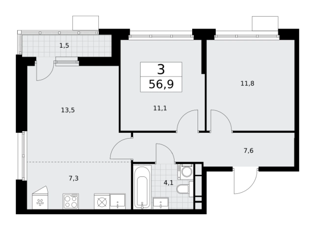 Купить трехкомнатную квартиру у метро Аэропорт Внуково в Москве. Вариант № 2206870, 0, площадь - квм, цена 19063207 рублей