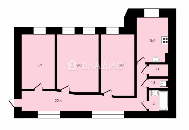 Купить трехкомнатную квартиру в районе Выборгский в Санкт-Петербурге. Вариант № 8597835, 0, площадь -  квм, цена 13900000 рублей