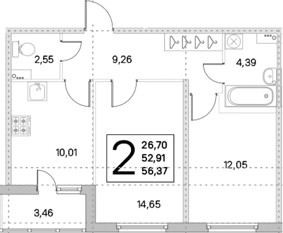 Купить двухкомнатную квартиру в новостройках у метро Проспект Большевиков в Ленинградской области. Вариант № 8488118, 0, площадь - квм, цена 8682531 рублей