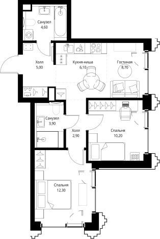 Купить двухкомнатную квартиру в районе Можайский в Москве. Вариант № 10349553, 0, площадь -  квм, цена 30984900 рублей