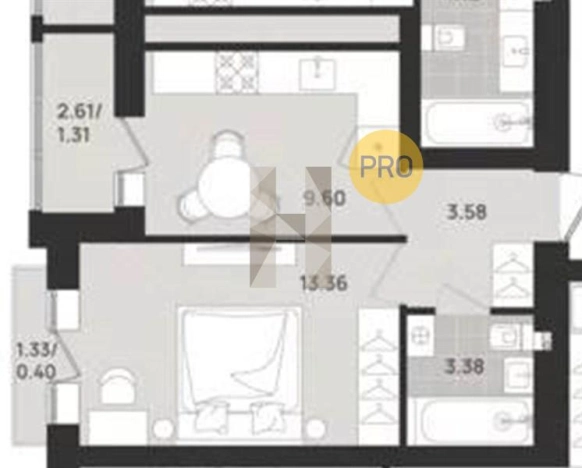 Купить однокомнатную квартиру в районе Московский в Калининграде. Вариант № 104443, 0, площадь -  квм, цена 3430000 рублей