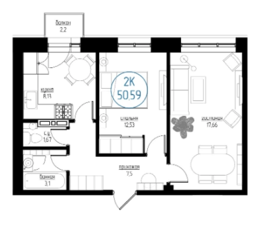 Купить двухкомнатную квартиру на улице Профсоюзная в Иркутске. Вариант № 82221, 0, площадь -  квм, цена 4435000 рублей