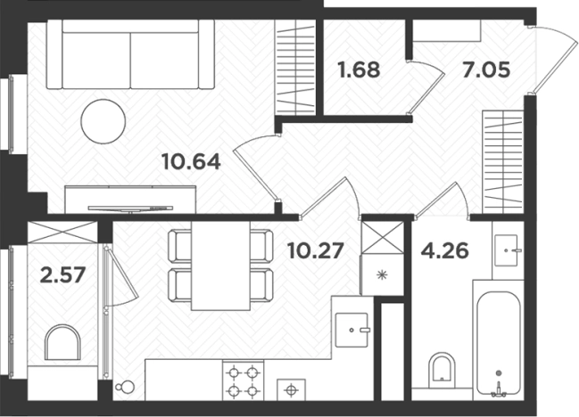 Купить однокомнатную квартиру в ЖК Новокасимово в Ленинградской области. Вариант № 7204224, 0, площадь -  квм, цена 5144203 рублей