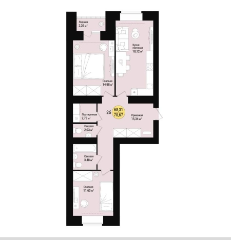 Купить двухкомнатную квартиру в Республике Марий эл. Вариант № 1314840, 2, площадь -  квм, цена 8993995 рублей