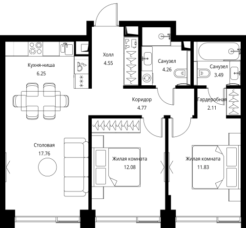 Купить двухкомнатную квартиру в СЗАО в Москве. Вариант № 8385538, 0, площадь - квм, цена 29293981 рублей