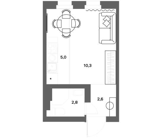 . Вариант № 7829946, 0, площадь - 20.7 квм, цена 3208500 рублей