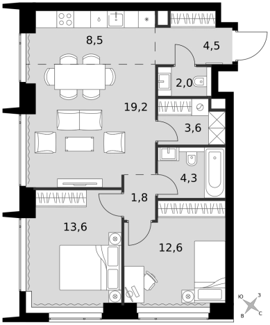 Купить трехкомнатную квартиру у метро Беговая в Москве. Вариант № 9466182, 0, площадь -  квм, цена 59174915 рублей
