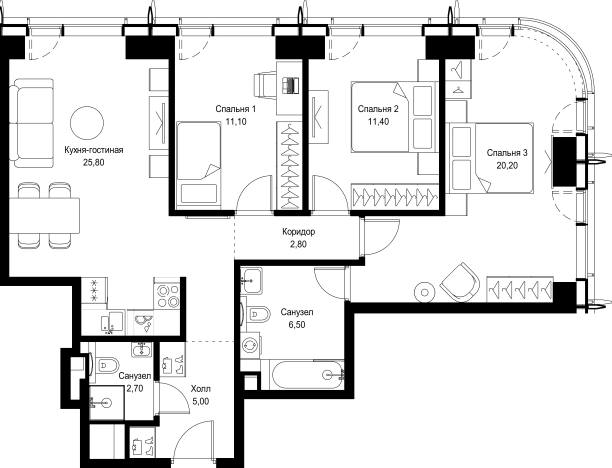 Купить трехкомнатную квартиру у метро Мякинино в Москве. Вариант № 10418430, 0, площадь -  квм, цена 29720399 рублей