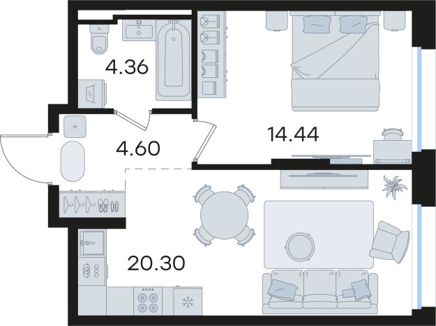 Купить однокомнатную квартиру в ЖК GloraX Premium Гребной Канал в Нижнем Новгороде. Вариант № 9337234, 0, площадь -  квм, цена 13878377 рублей