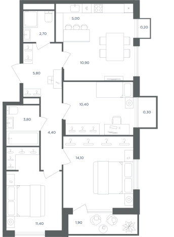 Купить четырехкомнатную квартиру в Микрорайоне Равновесие, село Перхушково в Московской области. Вариант № 7194589, 0, площадь -  квм, цена 13700489 рублей