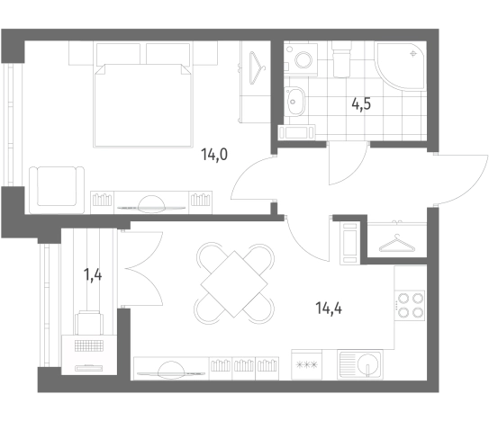 Купить однокомнатную квартиру в новостройках на улице бульвар Белых Ночей в Ленинградской области. Вариант № 5551842, 0, площадь -  квм, цена 6626000 рублей
