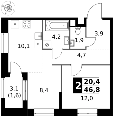 Купить двухкомнатную квартиру у метро Щелковская в Москве. Вариант № 9716382, 0, площадь -  квм, цена 17952480 рублей