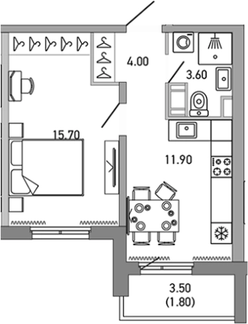 Купить однокомнатную квартиру на улице Ларина в Сертолове. Вариант № 4838938, 0, площадь -  квм, цена 5939478 рублей