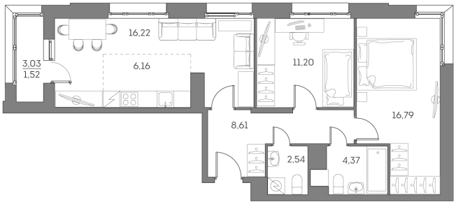 . Вариант № 842241, 0, площадь - 67.41 квм, цена 25428063 рублей
