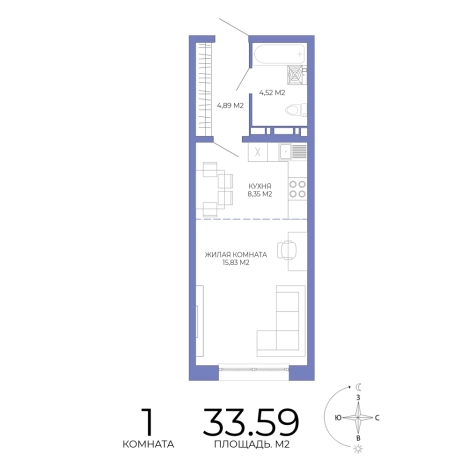 Купить однокомнатную квартиру на улице Побочинская в Пензе. Вариант № 126868, 0, площадь -  квм, цена 3090280 рублей
