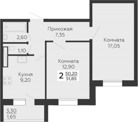 Купить двухкомнатную квартиру в Всеволожске. Вариант № 6853911, 0, площадь -  квм, цена 6921975 рублей