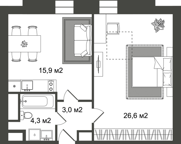 Купить однокомнатную квартиру в районе Красногвардейский в Санкт-Петербурге. Вариант № 6828831, 0, площадь -  квм, цена 6908300 рублей