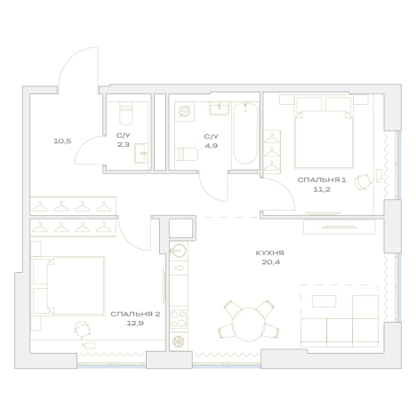 Купить трехкомнатную квартиру в ЖК Детали в Москве. Вариант № 9877507, 0, площадь -  квм, цена 16842955 рублей