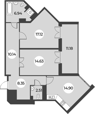 Купить двухкомнатную квартиру на вторичке в ЖК Огни Залива в Санкт-Петербурге. Вариант № 7254556, 0, площадь -  квм, цена 18757000 рублей