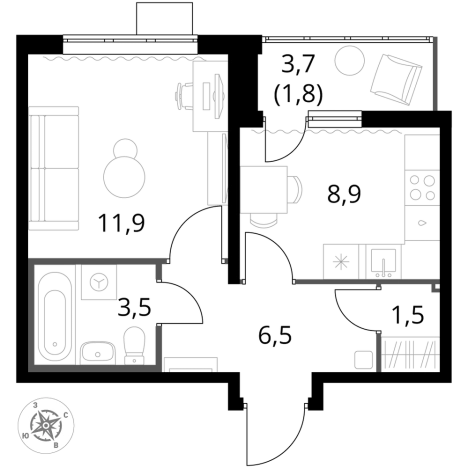 Купить квартиру в ЖК 1-й Южный в Видном. Вариант № 9802199, 0, площадь - квм, цена 12991400 рублей