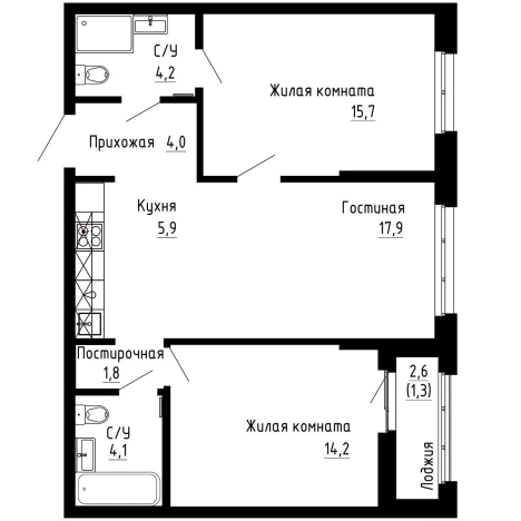 Купить двухкомнатную квартиру в ЖК "7Я" в Владивостоке. Вариант № 9769259, 0, площадь -  квм, цена 15284920 рублей