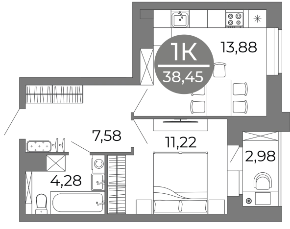 Купить квартиру в ЖК Галилей в Воронеже. Вариант № 88643, 0, площадь -  квм, цена 5972512 рублей