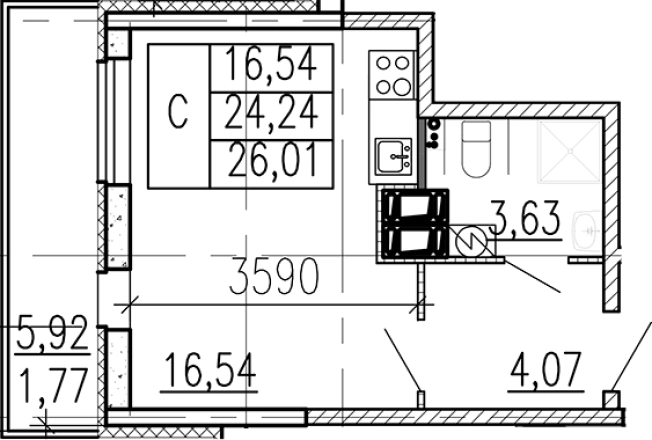 Купить Студию на улице Школьная в Ленинградской области. Вариант № 9095188, 0, площадь -  квм, цена 3946500 рублей
