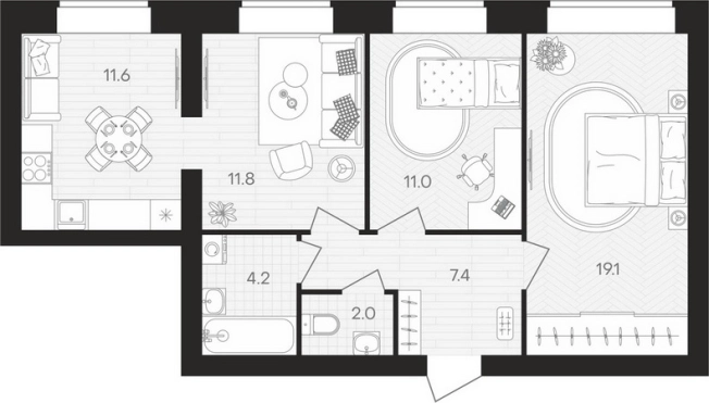Купить трехкомнатную квартиру в ЖК Жилой комплекс "Кантри" в Пензенской области. Вариант № 140825, 0, площадь -  квм, цена 6240300 рублей