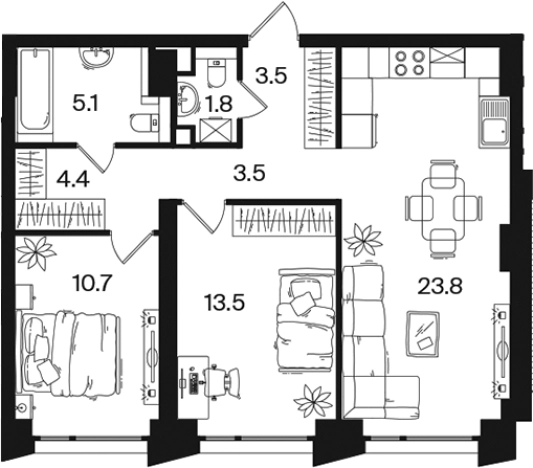Купить квартиру в Москве. Вариант № 8789212, 2, площадь -  квм, цена 30000000 рублей