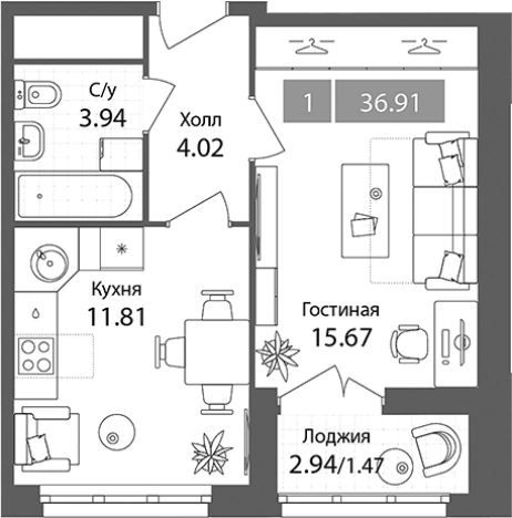 Купить однокомнатную квартиру у метро Планерная в Химках. Вариант № 86157, 0, площадь -  квм, цена 11493753 рублей