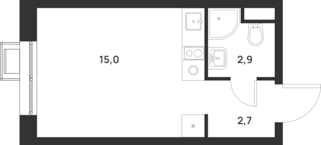 Купить Студию у метро Корниловская в Москве. Вариант № 10012973, 0, площадь -  квм, цена 8256999 рублей