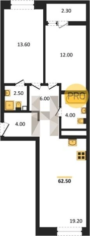 Купить двухкомнатную квартиру в ЖК Покровский в Ижевске. Вариант № 68627, 0, площадь -  квм, цена 4606000 рублей