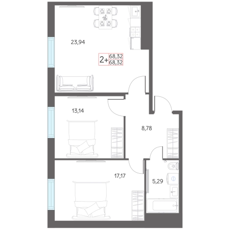 Купить квартиру в новостройках в Тобольске. Вариант № 159692, 0, площадь -  квм, цена 6850000 рублей
