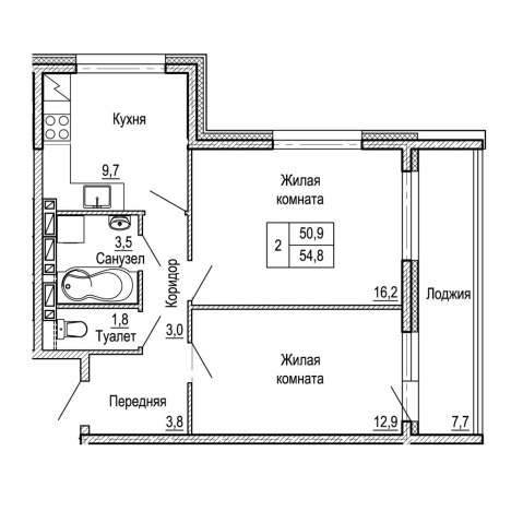 Купить двухкомнатную квартиру в районе Ленинский в Владивостоке. Вариант № 9415123, 0, площадь -  квм, цена 8599216 рублей