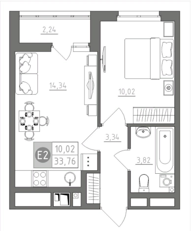 Купить однокомнатную квартиру в Туле. Вариант № 78095, 0, площадь -  квм, цена 3712587 рублей