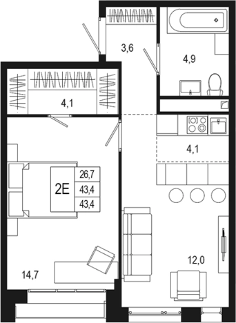 Купить двухкомнатную квартиру в новостройках у метро Бульвар Адмирала Ушакова в Московской области. Вариант № 120390, 0, площадь -  квм, цена 9267286 рублей