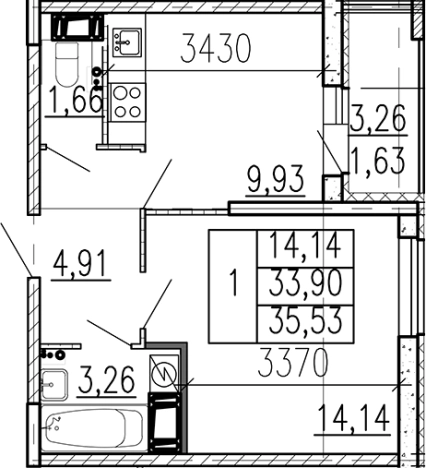 Купить однокомнатную квартиру на улице Школьная в Ленинградской области. Вариант № 9095837, 0, площадь -  квм, цена 5125790 рублей